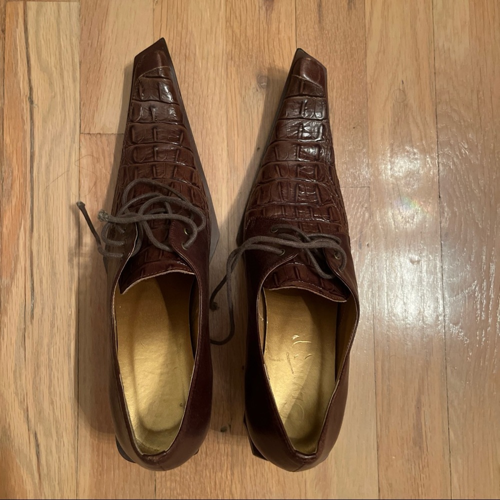 European high fashion alligator skin fancy shoes size 36